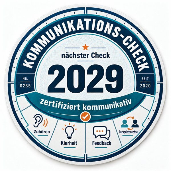 Plakette Kommunikations-Check: zertifiziert kommunikativ